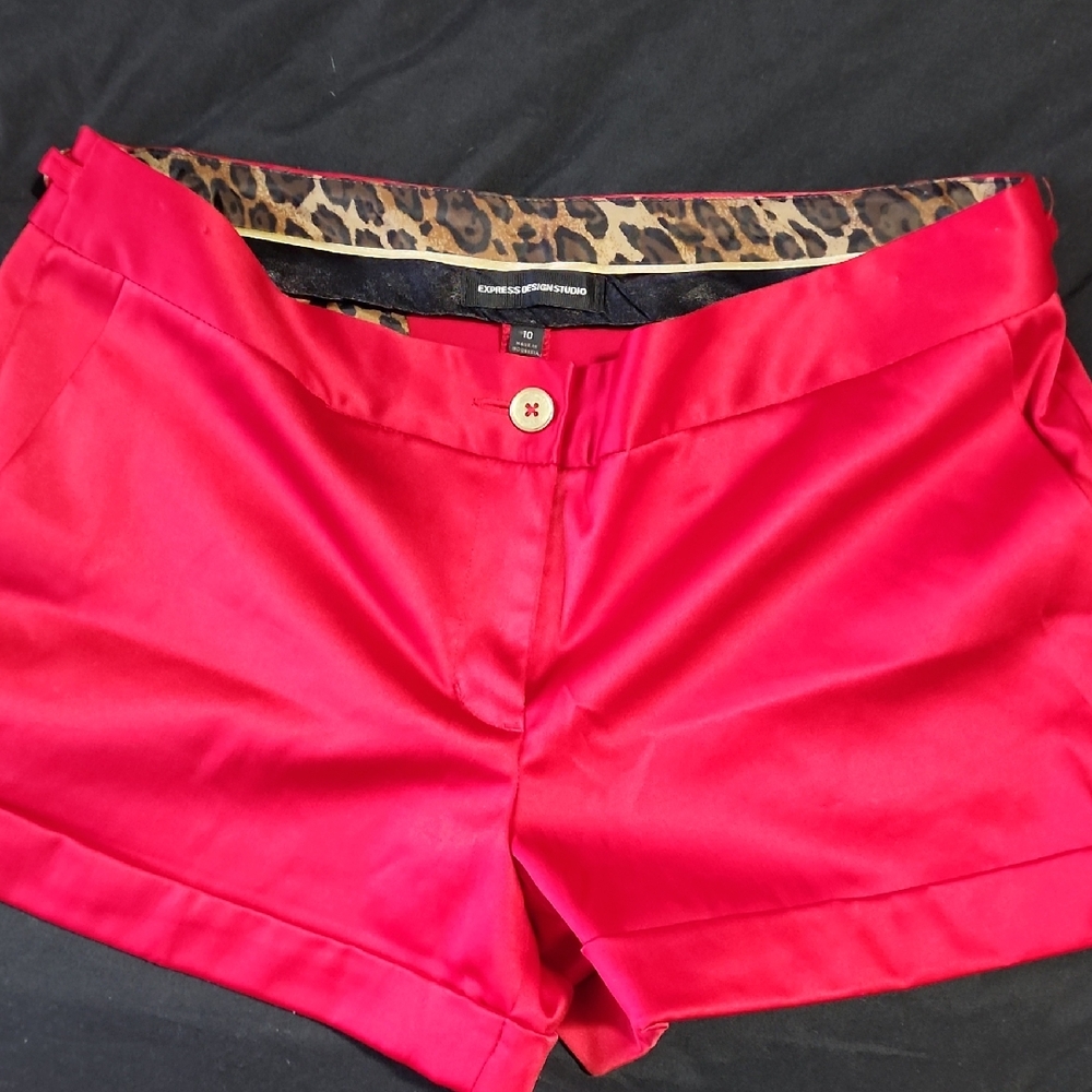 Express Design Studio Red Satin Women's Shorts